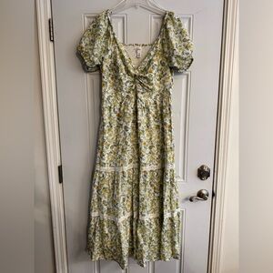 Chic Floral Puff Sleeve Maxi Dress